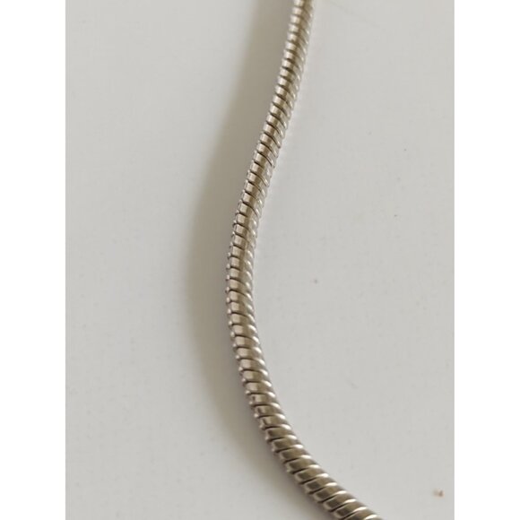 Polished Zebra Jasper Pendant & Sterling Silver Serpentine Necklace 925 Italy - Picture 6 of 13